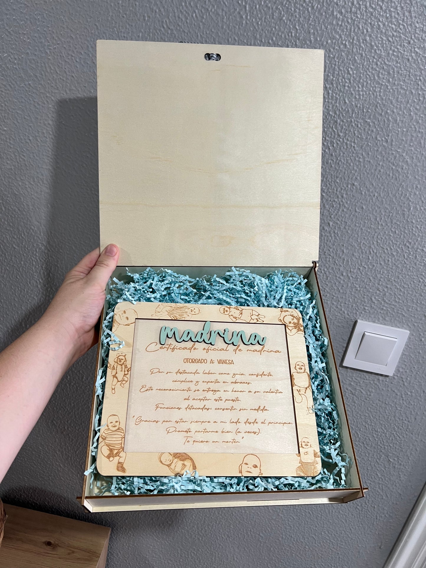 Caja y certificado padrino ó madrina