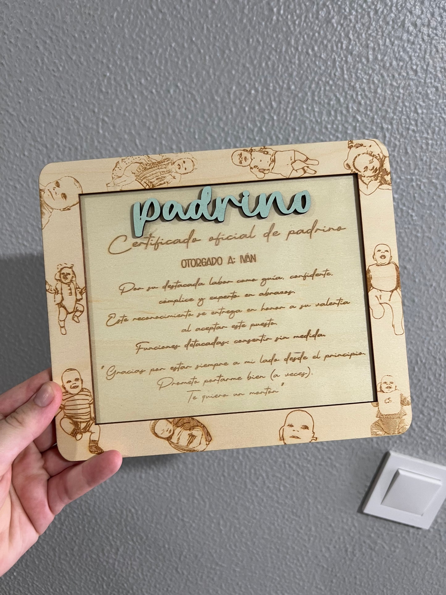 Caja y certificado padrino ó madrina