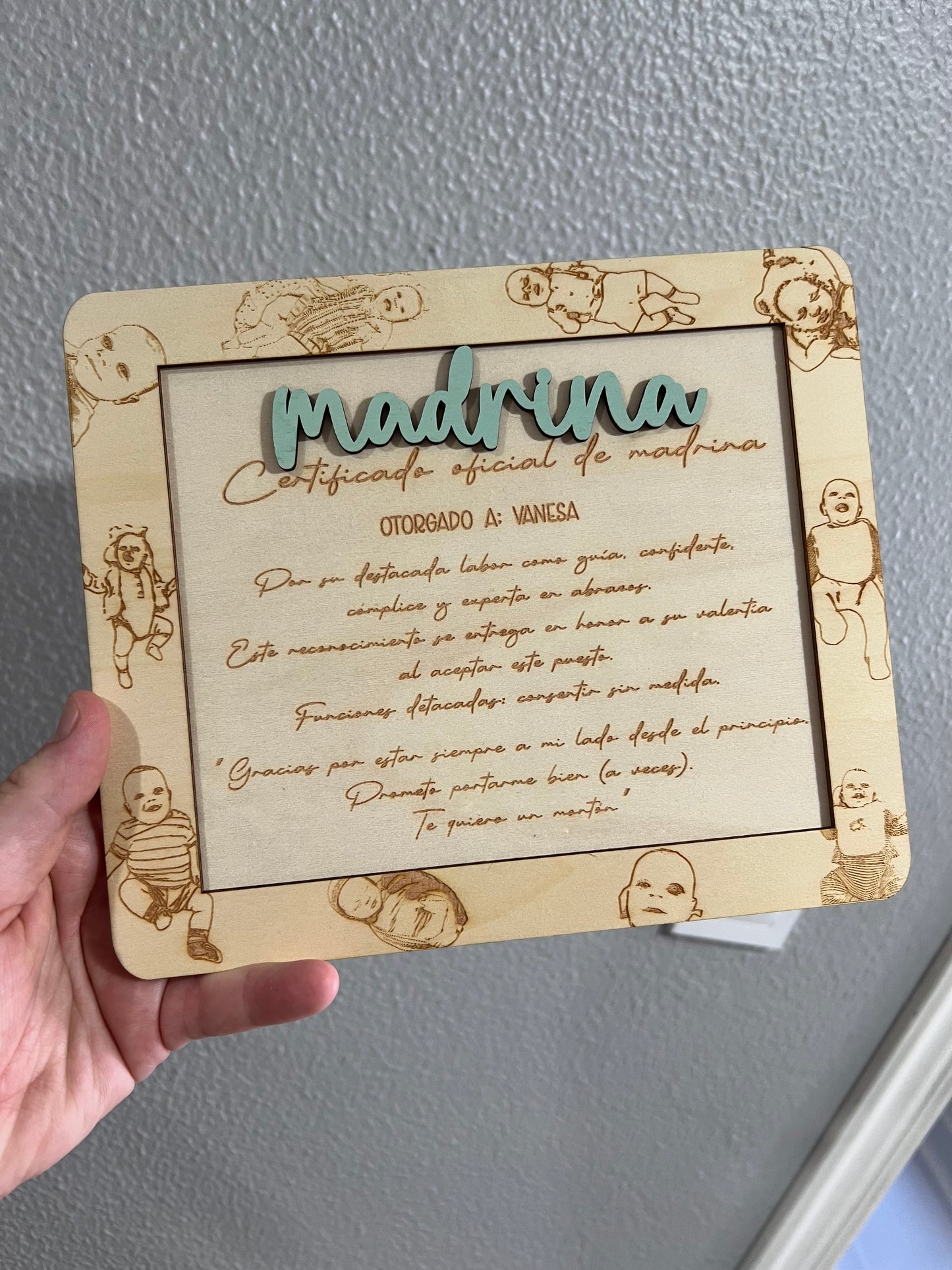 Caja y certificado padrino ó madrina